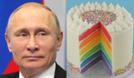 Desean «¡Feliz Cumpleaños!» a Putin con banderas lgbt